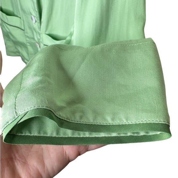 Sleeper Luxury Pajama Top Size XS Button Front Long Sleeve Mint Green Oversized - Picture 8 of 15